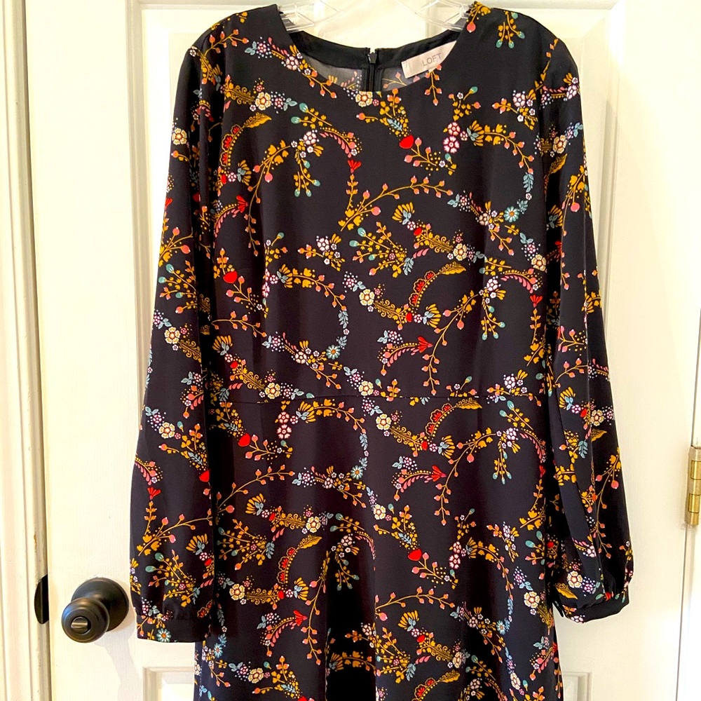 Black dress with multi colored floral design